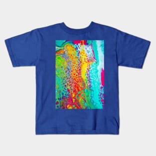 "Cellular Rainbow" - Acrylic Paint Pour Kids T-Shirt